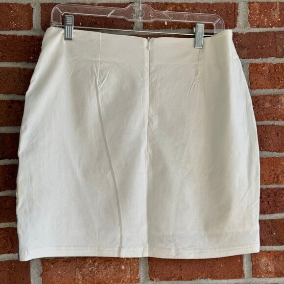 J. Marie Embroidered Mini Skirt | Blue White Tropical Floral Birds | Size S est. - Picture 7 of 10